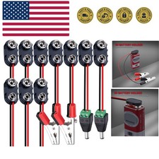 10pcs 9V Battery Connector 9 Volt Battery Snap Clip I Type with 2 Pairs of Al...