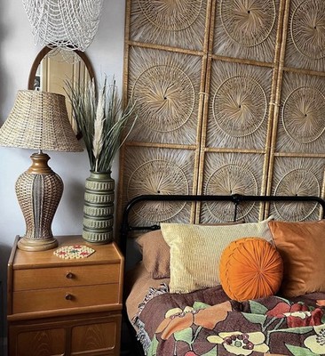 Retro Decke Überwurf Tagesdecke 70er Jahre Blumenmuster