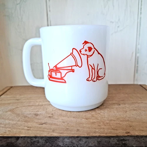 Vintage Mug RCA LANCASTER 40th Anniversary 1942-82 Milk Glass Glasbake Nipper