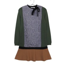 Valentino Women’s Gray Lace Ribbon Knit Dress XS Long Sleeve