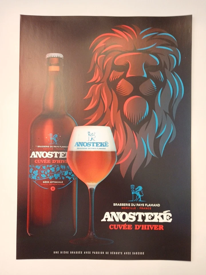 AFFICHE : ANOSTEKE Cuvée D’ Hiver (1) - 29,8x42cm / Br. du Pays Flamand - France - Photo 1/1
