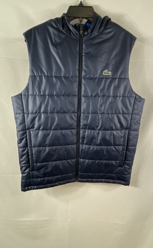 Lacoste Sport Men's Navy Blue Water-Resistant Quilted Puffer Vest Sz L