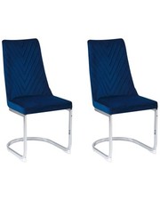 Set of 2 Dining Chairs ALTOONA Velvet Navy Blue