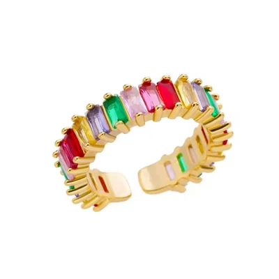 Verlobungsring Damen Ring Gold beschichtet 18 K Zirkonia Edelsteine mehrfarbig - Bild 1 von 4