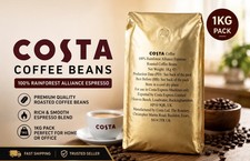 Costa Coffee 1kg Espresso 100% Reinforce Alliance Roasted Beans Original Product