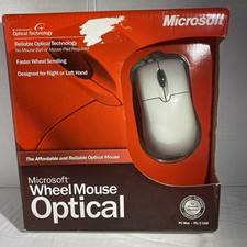 Vintage MICROSOFT Wheel Mouse Optical PC/MAC USB PS2 Never Opened Fact. Sealed