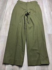 Vintage 80s Military Wool Field Trouser OD Green Pants Size Small Regular