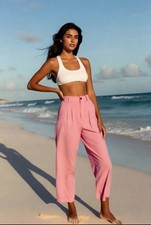 VTG 1980's Straight Leg Light Pink Women's Small High-Rise Flat Front Pants GUC