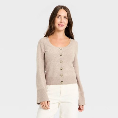 Women Button-Down Scoop Neck Cardigan Sweater - Universal Thread