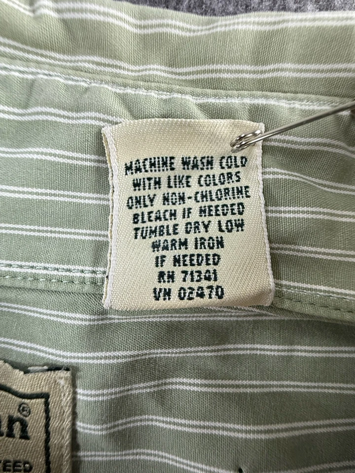 Camisa Oxford LL Bean Para Hombres XLT Algodón Rayas Manga Larga Abotonada Informal Verde Foto 4 de 4