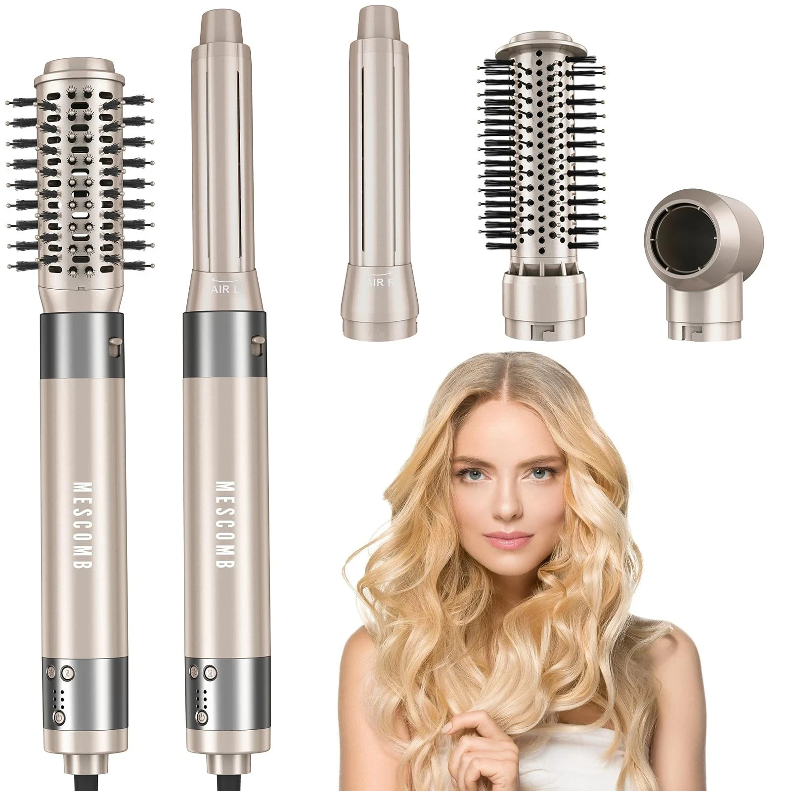 Mescomb 5 in 1 Hair Air Styler Rotating Hair Dryer Brush 110000 RPM  Frizz-Free