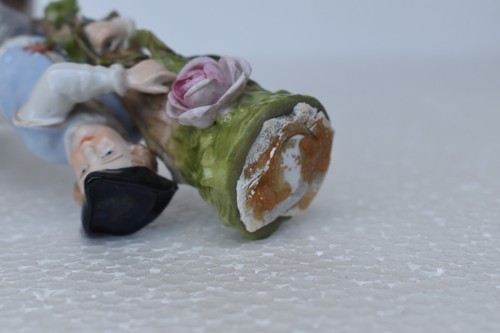Vintage Ludwigsburg Porcelaine Figurine Garçon Avec Fleurs Allemande Couronne - Photo 8 sur 11