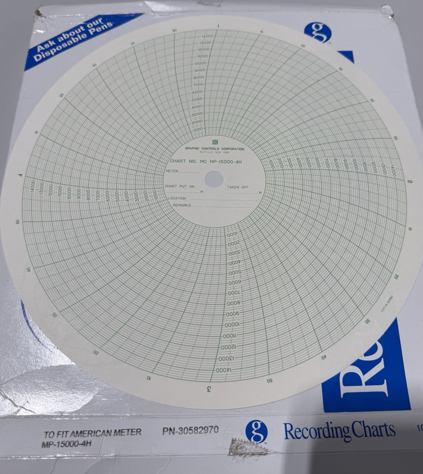 Graphic Controls 30582970 MC-AMERICAN METER MC MP-15000-4H *100 Charts*