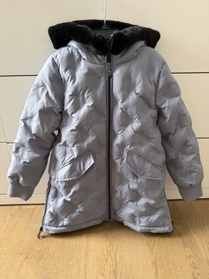 Puffy Winter Jacket Girls Size 6/7 Light Blue Color with Hood