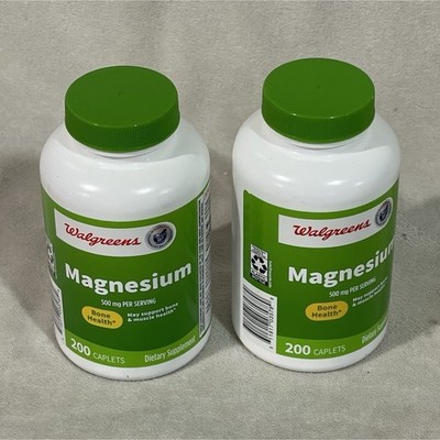 Walgreens Magnesium 500mg Caplets 200ct Bone & Muscle Health Supplement