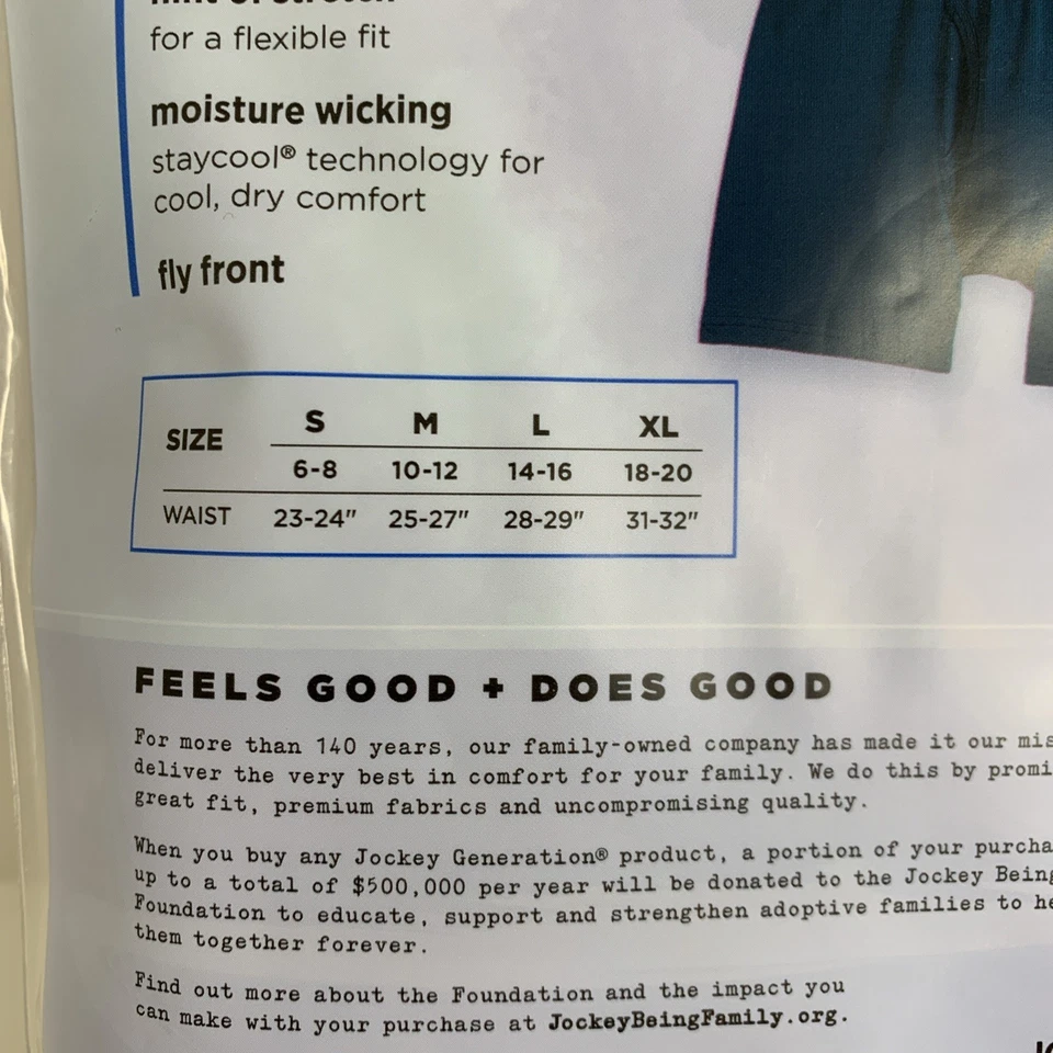 Jockey Generation 男孩尺寸小号 6-8 多色棉质 3 件装平角内裤全新带标签 — 第 3/4 张图片