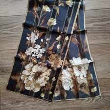 Jones New York Silk Floral Oblong Scarf - Black, Tan, Gold Moody