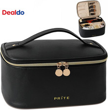 Makeup Bag Portable Cosmetic Organizer with Brush Holder Waterproof Travel Toile