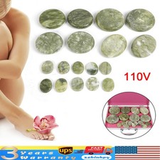 16Pcs Hot Massage Stones Kit Natural Jade Heated Warmer SPA Heating Rock Therapy