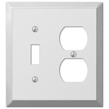Metallic 2 Gang 1-Toggle and 1-Duplex Steel Wall Plate - Polished Chrome
