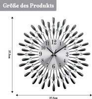 37Cm Uhr Lautlos Wanduhr Ohne TickgeräUsche GeräUschlos Wand Uhr (Silber)