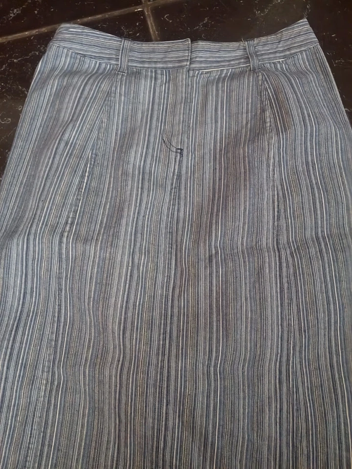 Christopher & Banks A-Line Skirt Womens 6 Blue Stripe Denim Stretch Knee Length - Image 2 of 4