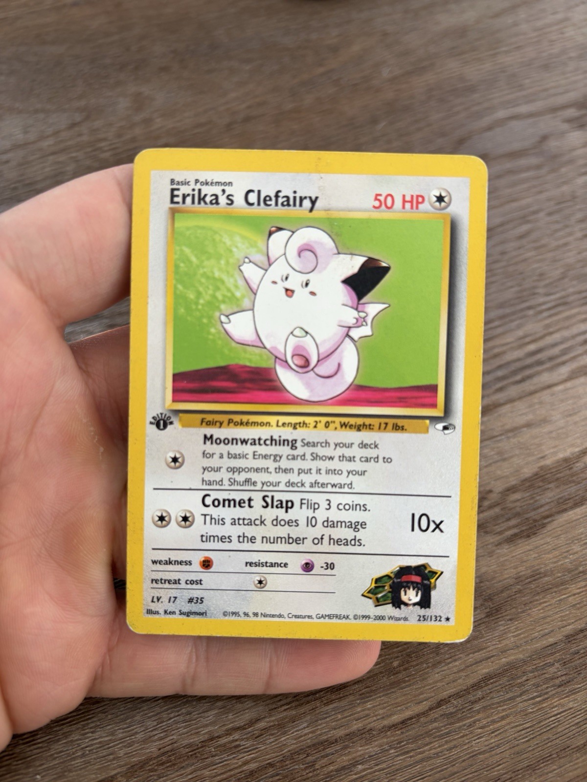 Vintage Erika’s Clefairy 25/132 1st Edition Gym Heroes WOTC Pokemon Card MP