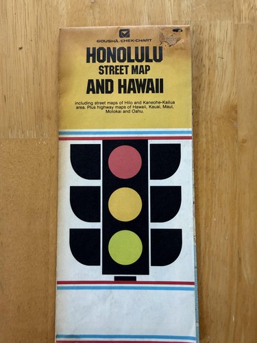 Vintage Gousha Chek-Chart Honolulu Hawaii Street Map Travel Folded Brochure USA