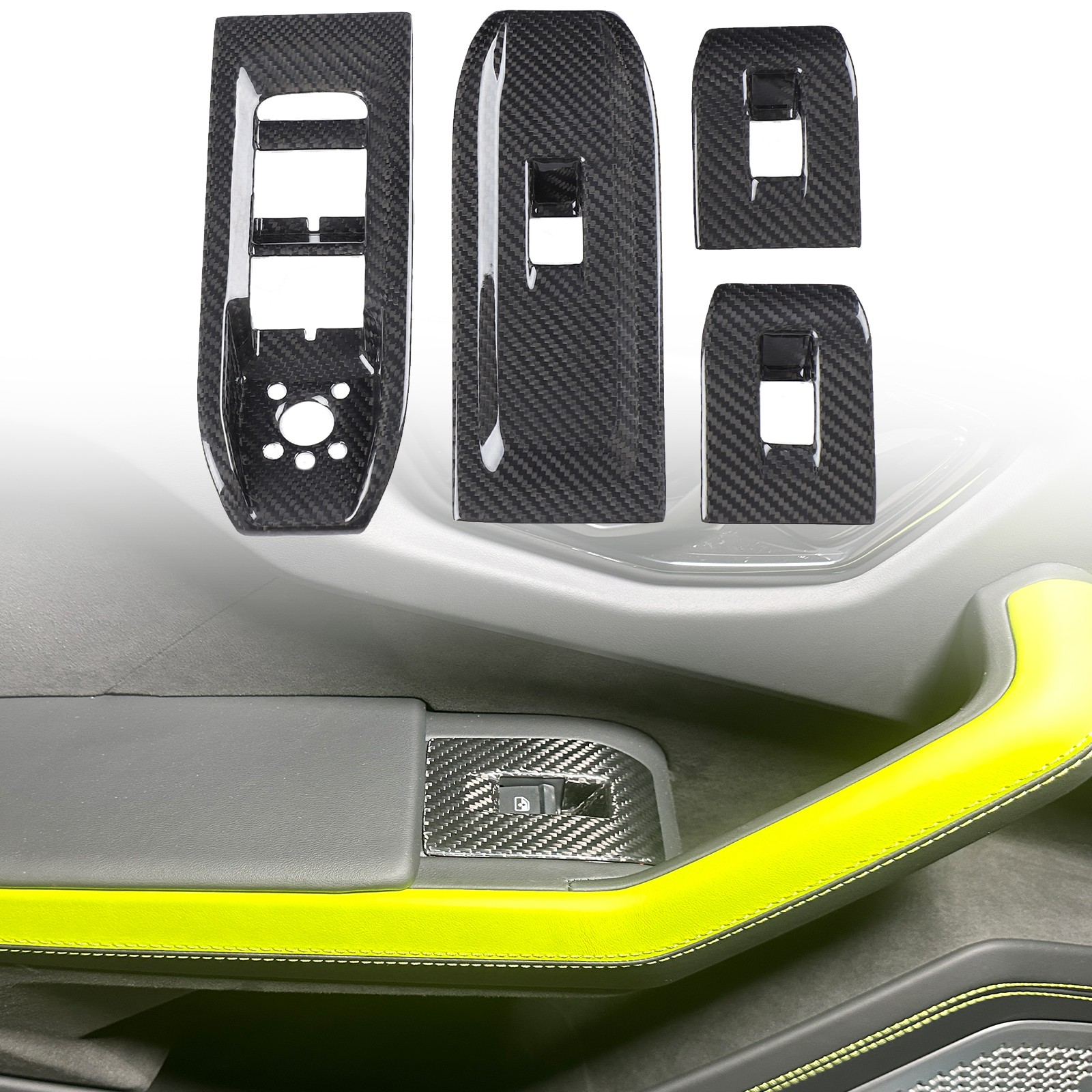Fits 2018-2025 Lamborghini Urus Window Lift Switch Trim Cover Real Carbon Fiber