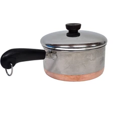 Vintage Revere Ware 2 Qt Saucepan Stainless Steel Copper Bottom USA w/ Lid
