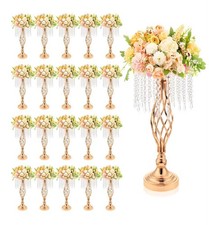 10 Pcs 19.3" Tall Gold Crystal Flower Stands for Elegant Floral Displays