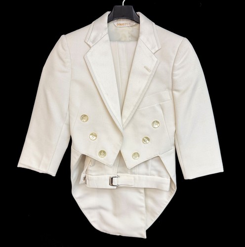 1980s Vintage Boys Ivory Tuxedo Tailcoat & Pants Inspired by Dynasty Size 7