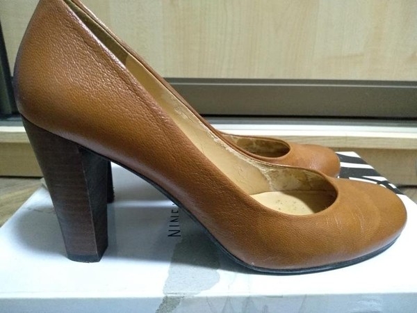 Women Nine West Heels Mustard Leather 36