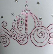 7.5" PINK Cinderella carriage iron on Disney transfer DIY applique patch decal