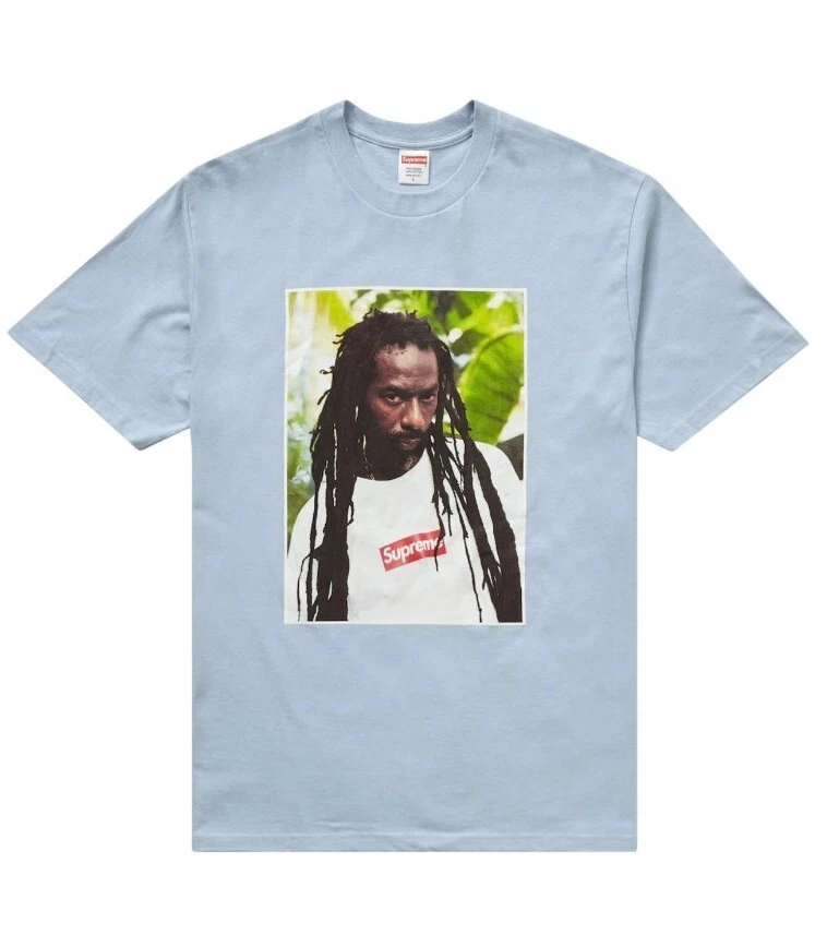 T Shirt Supreme Buju Banton SS19 Taille L Grand Bleu Clair Neuf Et Non Ouvert