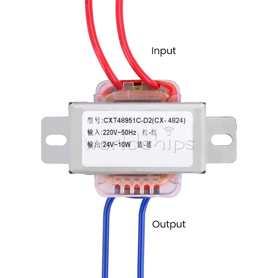 10W AC220V to AC24V Single Voltage 2-wire Output Small AC Power Transformer New - Image 3 of 4