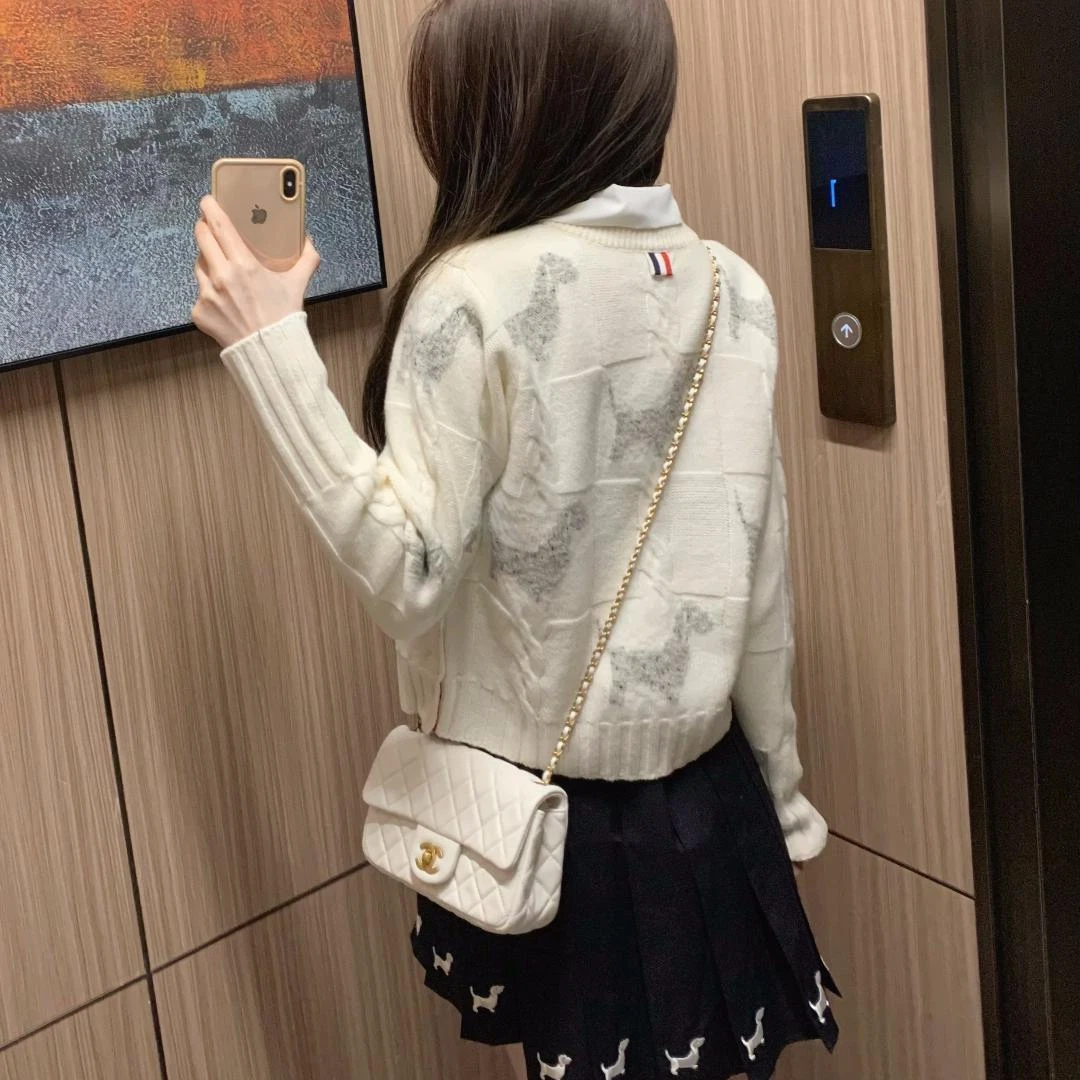 Maglione girocollo donna Thom Browne cucciolo girocollo maglione floreale