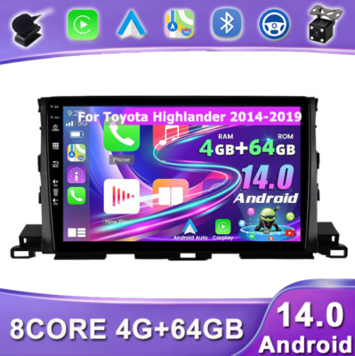CarPlay Android 14 Car Stereo GPS Navi For Toyota Highlander 2014-19 DSP AM 64GB