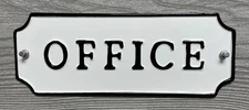 Silvercloud Trading Co. Rustic Single Sided OFFICE Enameled Black & White SIGN