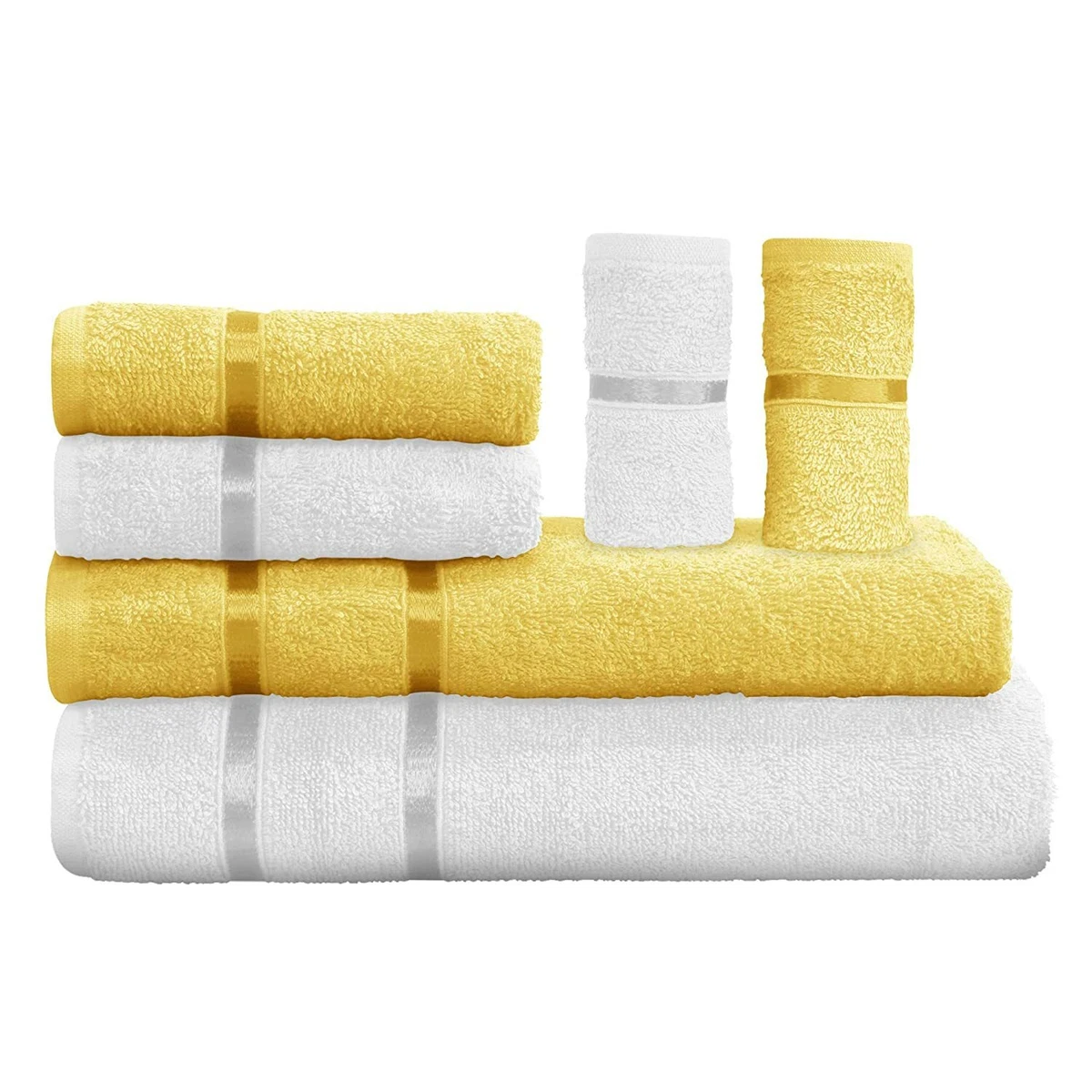 Shop Super Soft Cotton Quick Dry Bath Towel 6 Piece Set Yellow