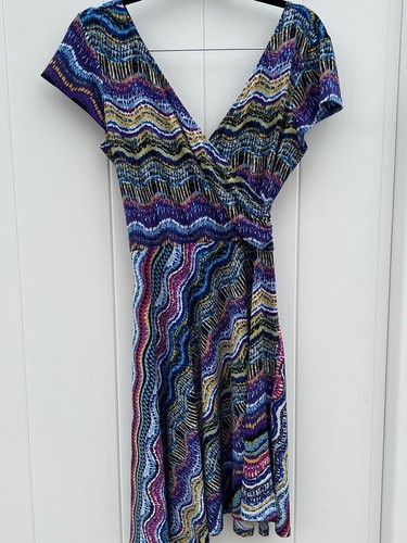 Nomadic Traders Dress Low Cut Flow Midi Colorful Unique Made US Size M - Picture 9 of 9