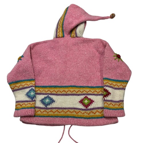 The Sweater Venture Cardigan Girl 8 Pink Hoodie Floral Embroidered Full Zip Boho - Picture 2 of 8