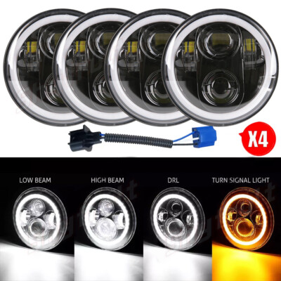 For BMW 325i 528i 535i E30 4x 5-3/4 5.75''INCH LED Headlights Hi-Lo Beam Headlamp