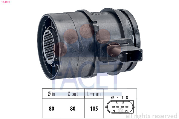 Débitmètre de masse d'air FACET 10.1126 capteur MAF injection essence diesel