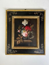 Stilleben - Ölbild auf Kupfer, Ornament-Studiorahmen - Künstlerin: Maria Meriggi