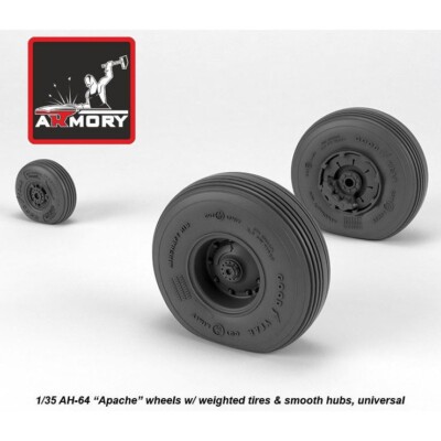 Armory Models AR AW35304  1/35 AH-64 Apache wheels w/weighted tires, smooth hubs