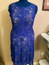 Candalite Women's Sz M Sleeveless Fully Lined Royal Blue Stretch Lace Dress