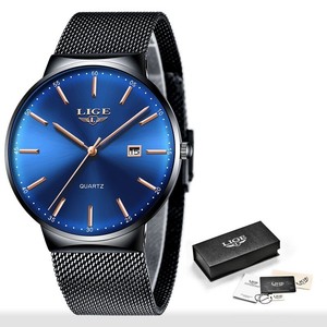 Lige Orologi Uomo Impermeabile In Acciaio Inox Orologio al Quarzo Analogico  Uomo Nero Blu | eBay