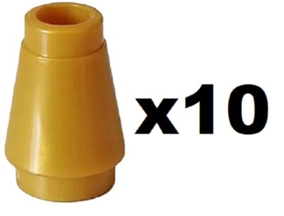 LEGO 10 New Pearl Gold Cones 1 x 1 Stud with Top Groove Part 4589b PG01