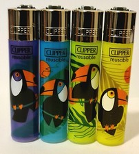 Brand New 4 Clipper Lighters Tucan Life Collection Full Set Refillable lighters